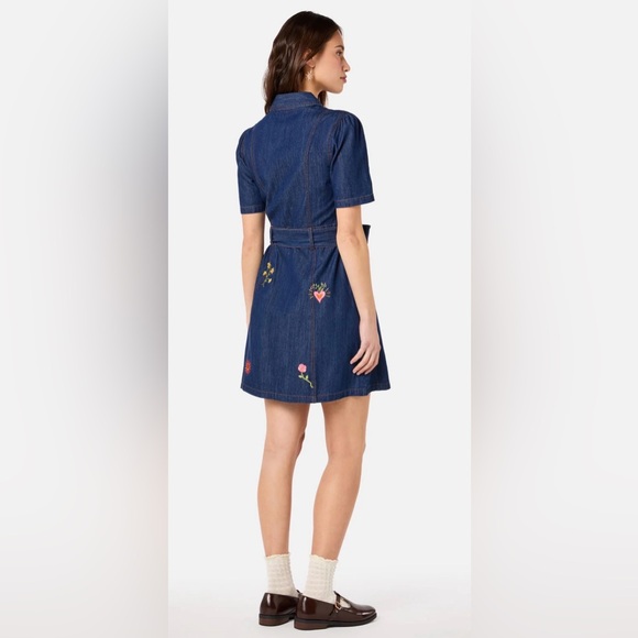 BNWT Princess Highway Folk Art Embroidered Denim Belted Dress - Picture 3 of 16